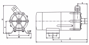 MP系列微型磁力驅動循環(huán)泵安裝尺寸圖